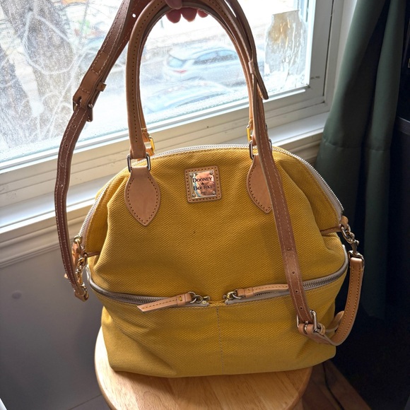 Dooney & Bourke Dillen Double Pocket Satchel Yellow Canvas - Picture 2 of 16